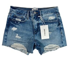 Frame Denim Women's Baines Rips Le Bridgette Short NWT LBG8RF727